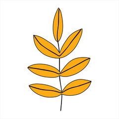 vector  field leaves in hippie style. Funky and groovy hand drawn nerd. Floral elements. Vibrant leaves	