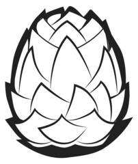 Hop cone emblem. Brewery logo. Fresh organic plant