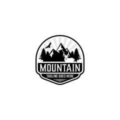 Mountain logo design vector illustration, outdoor adventure . 