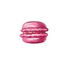Illustration of bright pink macaroon. Sketch on a postcard, poster. Print for clothes, textiles, print for kitchen. The element is drawn by hand.