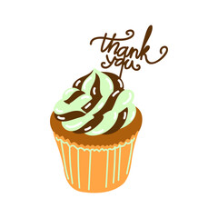 Cartoon chocolate a cupcake on isolated background