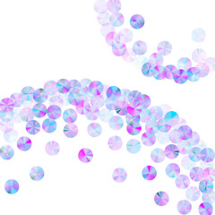 Blue sequins confetti scatter vector background. Bright glossy sequin particles holiday decoration flatlay. Birthday confetti placer lustering texture.