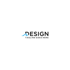 D initial and sea or water logo sign design