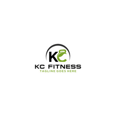 KC letter initial fitness logo design