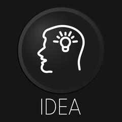 Idea minimal vector line icon on 3D button isolated on black background. Premium Vector.