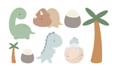 Set of cute Dinosaurs. Good for baby shower invitations, birthday cards, stickers, prints etc.	