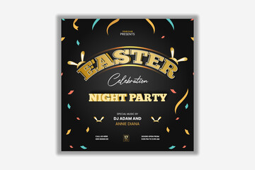 Easter Party celebration social media post banner template