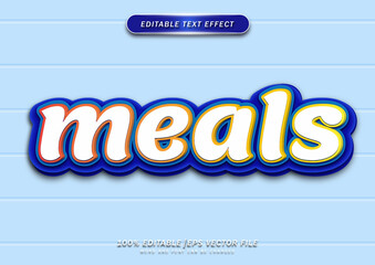 3D Meals text effect. Cartoon text style editable effect