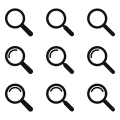 Magnifying glass icon, vector magnifier or loupe sign. Search icon.