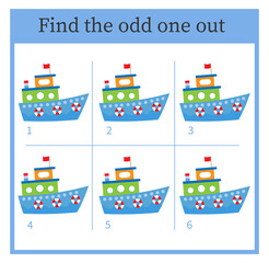 Find the odd one out. Logic puzzle for children. Printable worksheet. Vector illustration