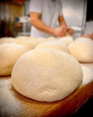 Dough for pizza and fresh bread 
