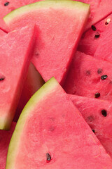Juicy watermelon slices background. Top view.