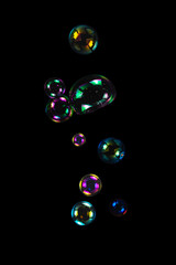 Soap bubbles isolated on a black background