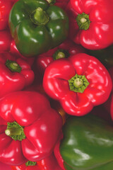 Fresh red, green, yellow bell pepper background.