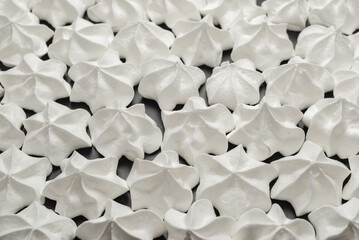 White tasty meringue, homemade dessert.