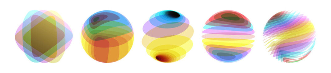 Obraz premium Set of spheres. Abstract geometric design. Vector illustration made of various overlapping elements. Applicable for banners, placards, posters or flyers.