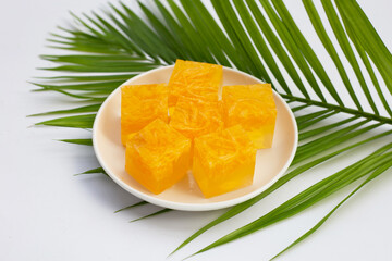 Sweet egg floss jelly. Thai dessert