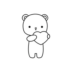 Cute bear keeping heart vector illustration