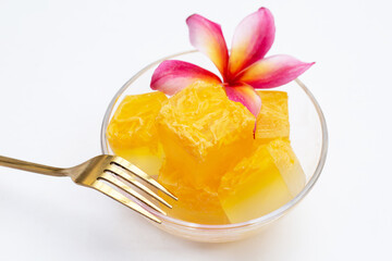 Sweet egg floss jelly. Thai dessert