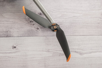 Drone product photo propeller detail with white background.