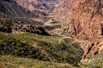 Beautiful desert mountains landscape. Wadi Dana, Jordan.