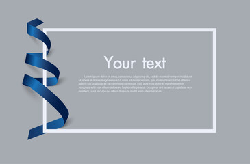Frame and border of Blue ribbon, template elements use for aniversary card , presentation or celebrate card ,Vector design