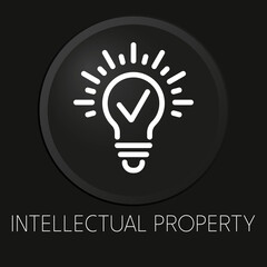 Intellectual property minimal vector line icon on 3D button isolated on black background. Premium Vector.