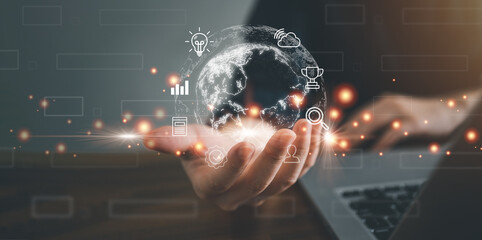 Technology and business global internet connection application concept