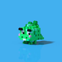 Obraz premium 3d pixel art Dinosaur character - 3d render