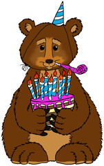 Birthday bear illustration
