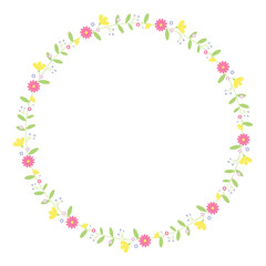 Round flower frame. Floral border for wedding invitation card, Easter design, greeting cards. Floral wreath