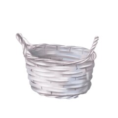 Obraz premium Watercolor set of baskets. empty baskets of white and brown color. Realistic illustration
