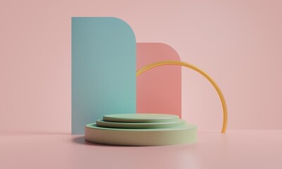 3d rendering illustration of background abstract, podium stage art display wallpaper, product pedestal stand, gaming cyberpunk style