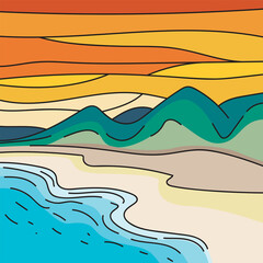 Vector illustration of the tropical beach