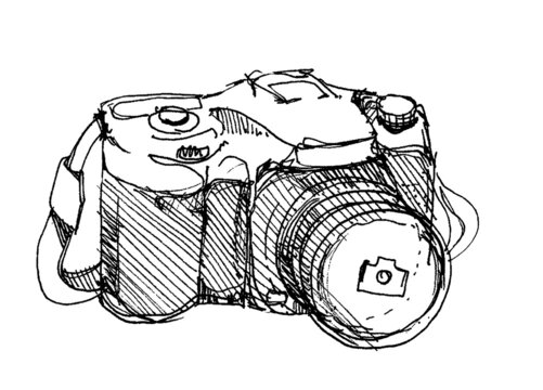 vintage design camera hand drawing doodle illustration