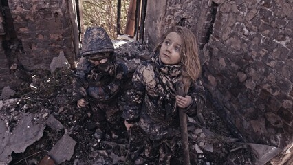 Children without a home, apocalypse, war