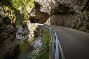 Fotobehang mountain road in the gorge of the mountains near the city in Italy San Pelegrino © makam1969