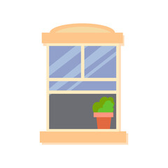 Obraz premium Window. Interior element. Cleaning the facade of the house. Window frame. Vector illustration isolated on white background. Cartoon style.