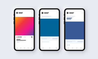 Social Media Instagram LinkedIn Facebook Template Mockup Simple Page Profile - obrazy, fototapety, plakaty