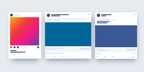 Social Media Instagram LinkedIn Facebook Template Mockup Simple Page Profile - obrazy, fototapety, plakaty
