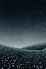 night landscape illustration with hills and stars in the sky © andreiuc88