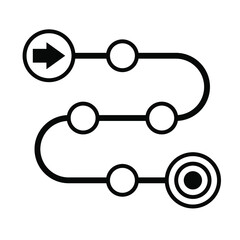 Product roadmap or project development roadmapping line art vector icon for apps and websites. Vector icon isolated on white background. EPS 10