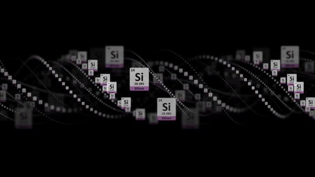 SILICON Molecule Symbol, Chemistry Periodic Table, Animation, Background, Rendering, Loop
