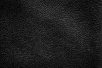 Closeup of seamless black leather texture background, surface material for fashion dark pattern luxury wallet components decoration.