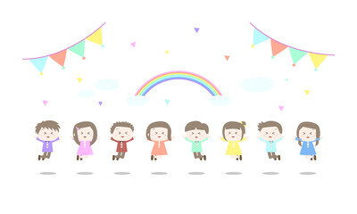 Fototapeta premium ジャンプする子どもたち