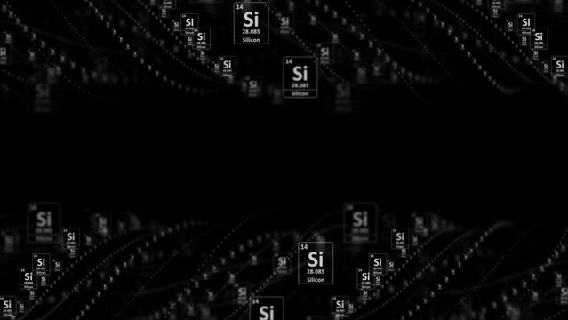 SILICON Molecule Symbol, Chemistry Periodic Table, Animation, Background, Rendering, Loop
