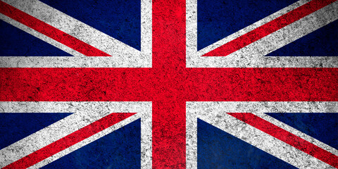 Fototapeta premium United Kingdom flag, grunge texture background. National country flag painted on concrete wall
