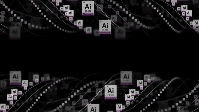ALUMINUM Molecule Symbol, Chemistry Periodic Table, Animation, Background, Rendering, Loop
