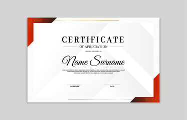 Red and gold certificate border template. For appreciation, business and education needs