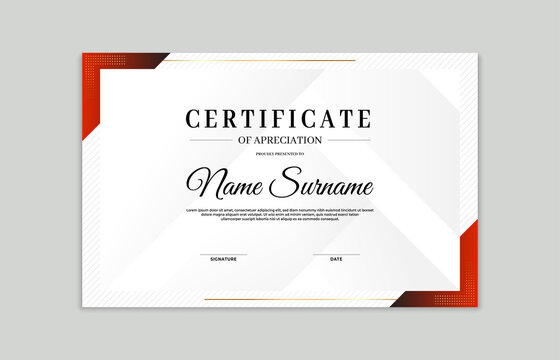 Red and gold certificate border template. For appreciation, business and education needs